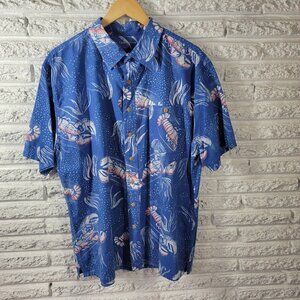 Croft Barrow Mens Shirt Extra Large XL Short Sleeve Blue Lobsters Marine NOV30E